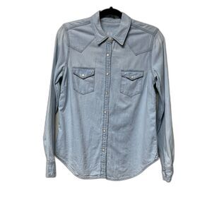 GAP 1969 Pearl Snap Denim Long Sleeve Shirt, Sz S